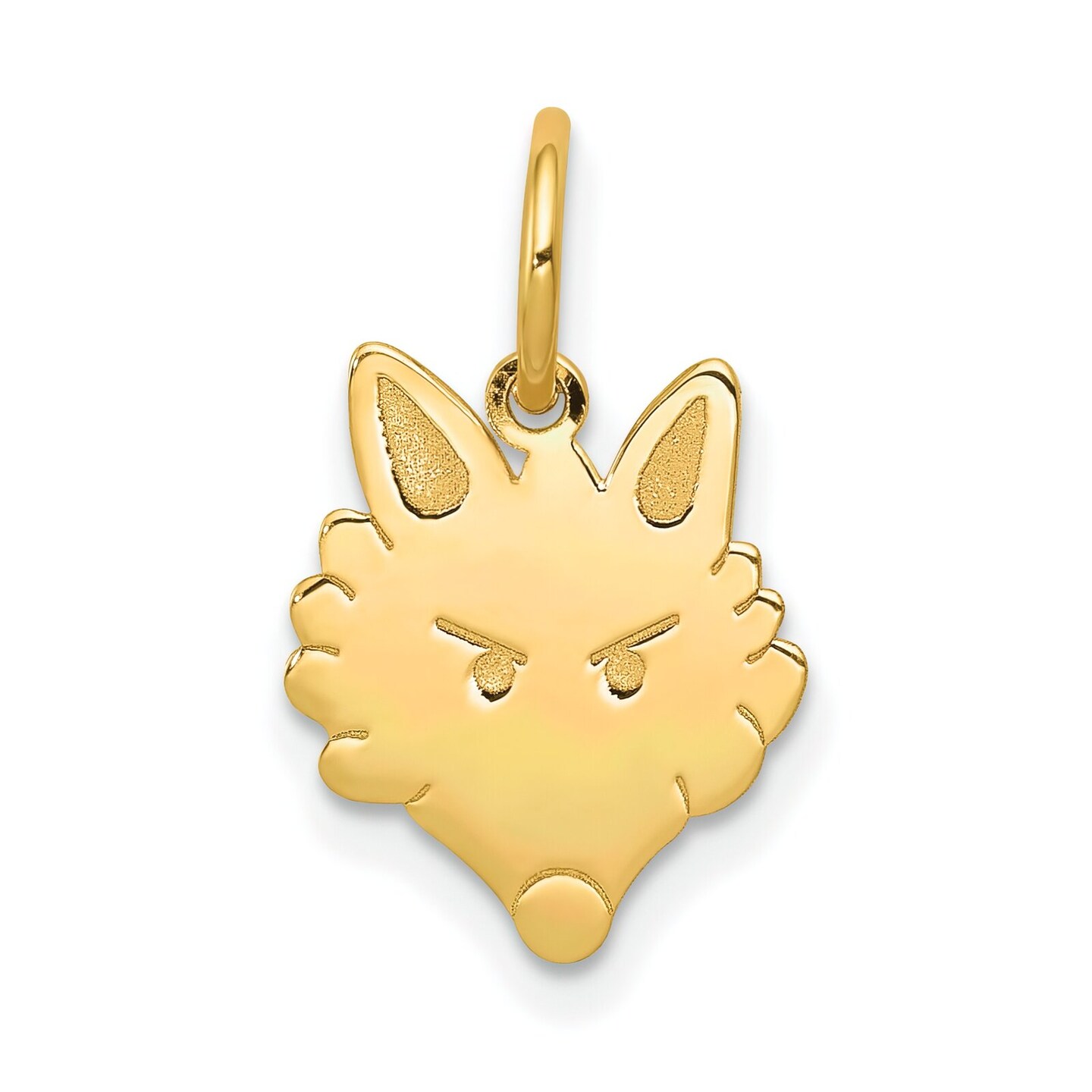 14K Yellow Gold Fox Head Charm Wild Animal Life Jewelry 17mm x 11mm