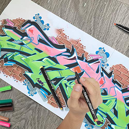 Fabric Markers Permanent - Set of 24 Colors, Fine Tip, No Bleed, Child Safe & Non-Toxic for T-Shirts, Baby Clothes, Onesies, Bibs, White Pillow, Canvas Tote Bags, and Clothing