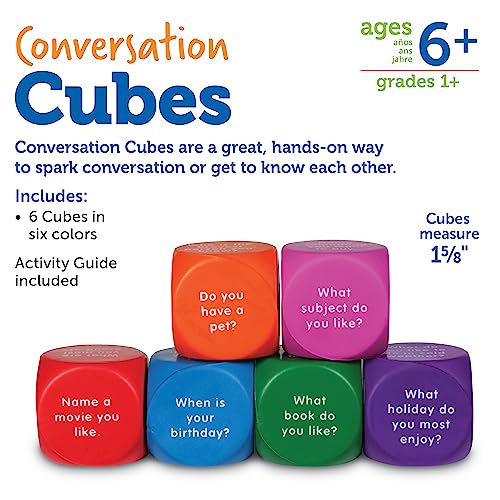 6 Pieces Ages 6+ Foam Cubes for Social-Emotional Learning School Counselor Supplies Speech Therapy Toys Ice Breaker Cubes