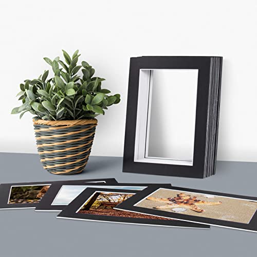 Pack of 10, Acid-Free Black Pre-Cut 11x14 Picture Mat for 8x10 Photo with White Core Bevel Cut Frame Mattes