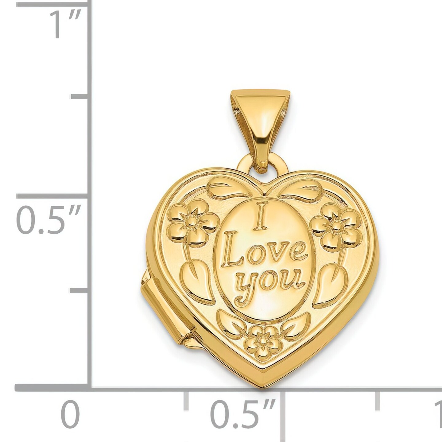 14K Gold I Love You Heart Locket Pendant Jewelry 20.3mm x 15.3mm