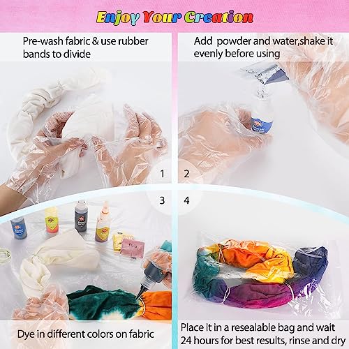 DIY Tie Dye Kit, Emooqi 26 Colors Fabric Dye Art Set with Rubber Bands, Gloves, Spoon, Funnel, Apron, and Table Covers-Great for Craft Arts Fabric Textile Party Handmade Project.