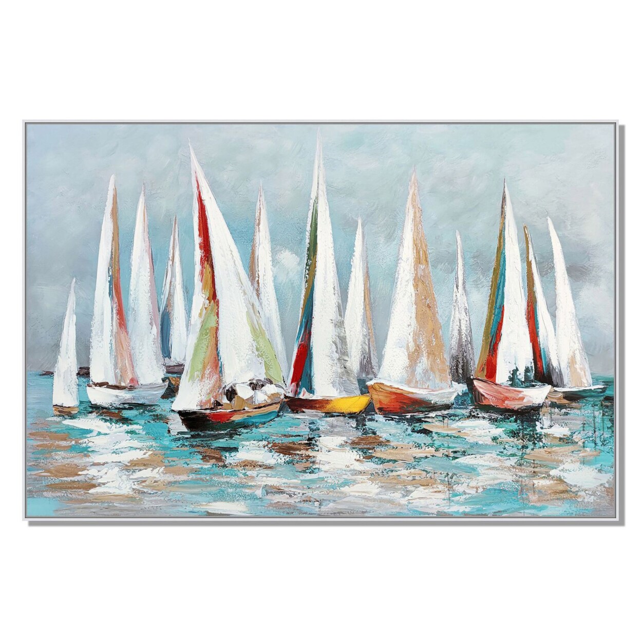 Screen Gems Boats B Hand Painted Framed Modern Decorative Painting