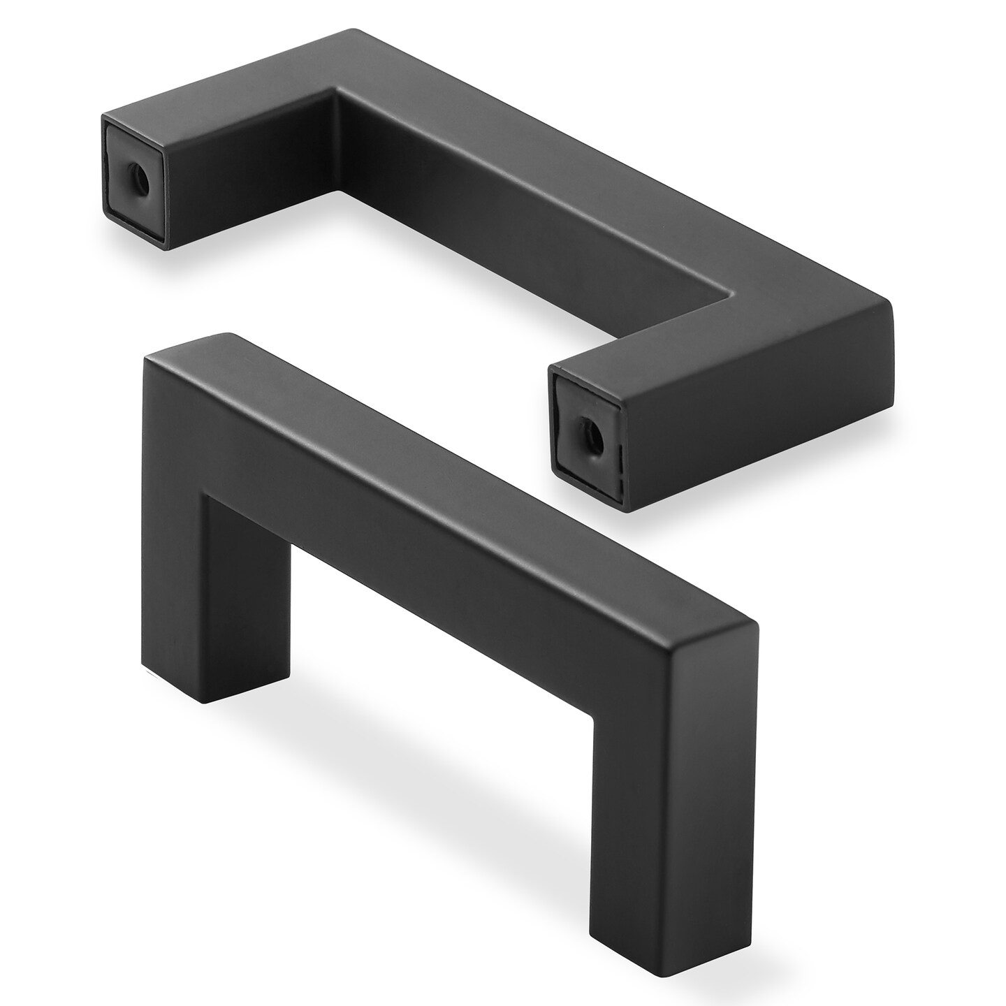 Cauldham 25 Pack Kitchen Cabinet Square Pulls Handles - Drawer/Door Hardware - Style M274 - Matte Black