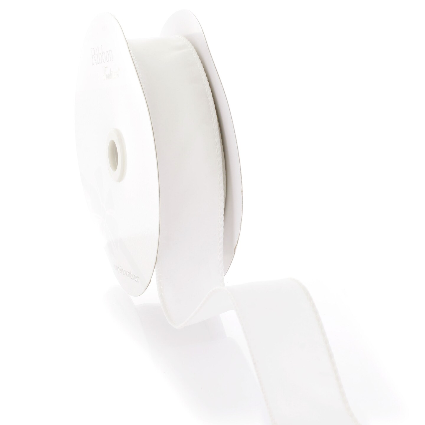 1.5 Wired Suede Velvet Ribbon White - 25 Yards