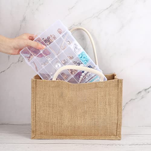 UOONY 4 Pack 36 Grids Plastic Organizer Box Craft Storage with Adjustable Dividers, Bead Organizer Container for Earrings Fishing Tackles Crafts Jewelry Thread with 400pcs Label Stickers