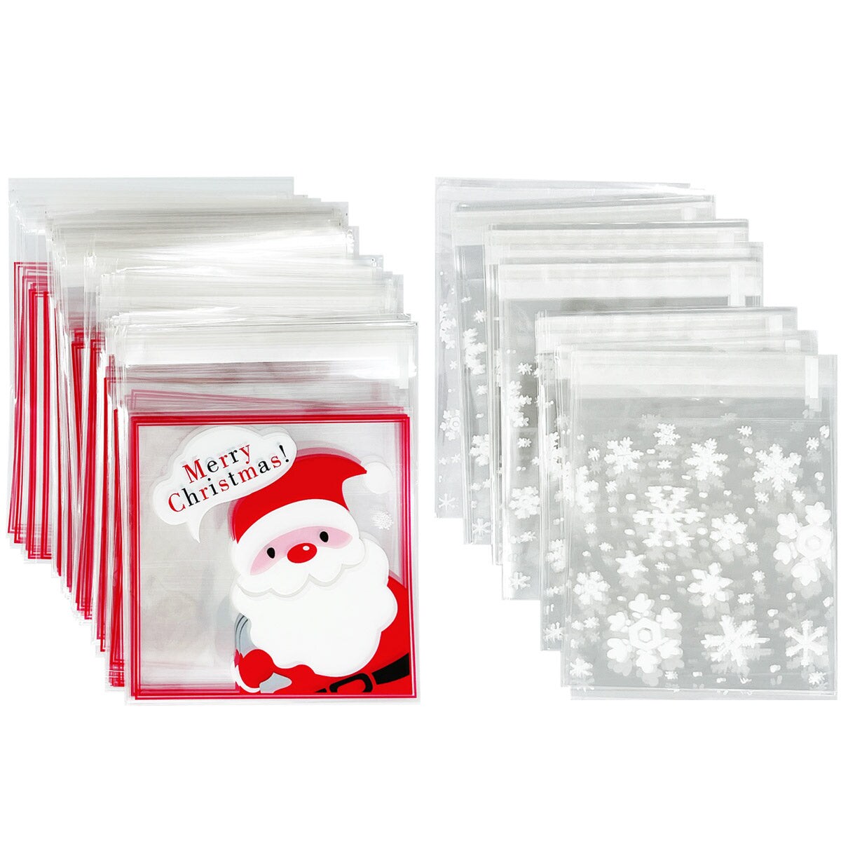Wrapables Transparent Self-Adhesive 4&#x22; x 4&#x22; Candy and Cookie Bags, Favor Treat Bags for Christmas Parties and Holidays (200pcs)