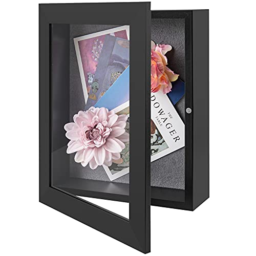 Frametory, 8.5x11 Shadow Box Frame - Front Opening - 2 inch Depth Display  Box for Wall and Tabletop Display- Memory Box, 6 Pins Included (8.5x11,  Black)