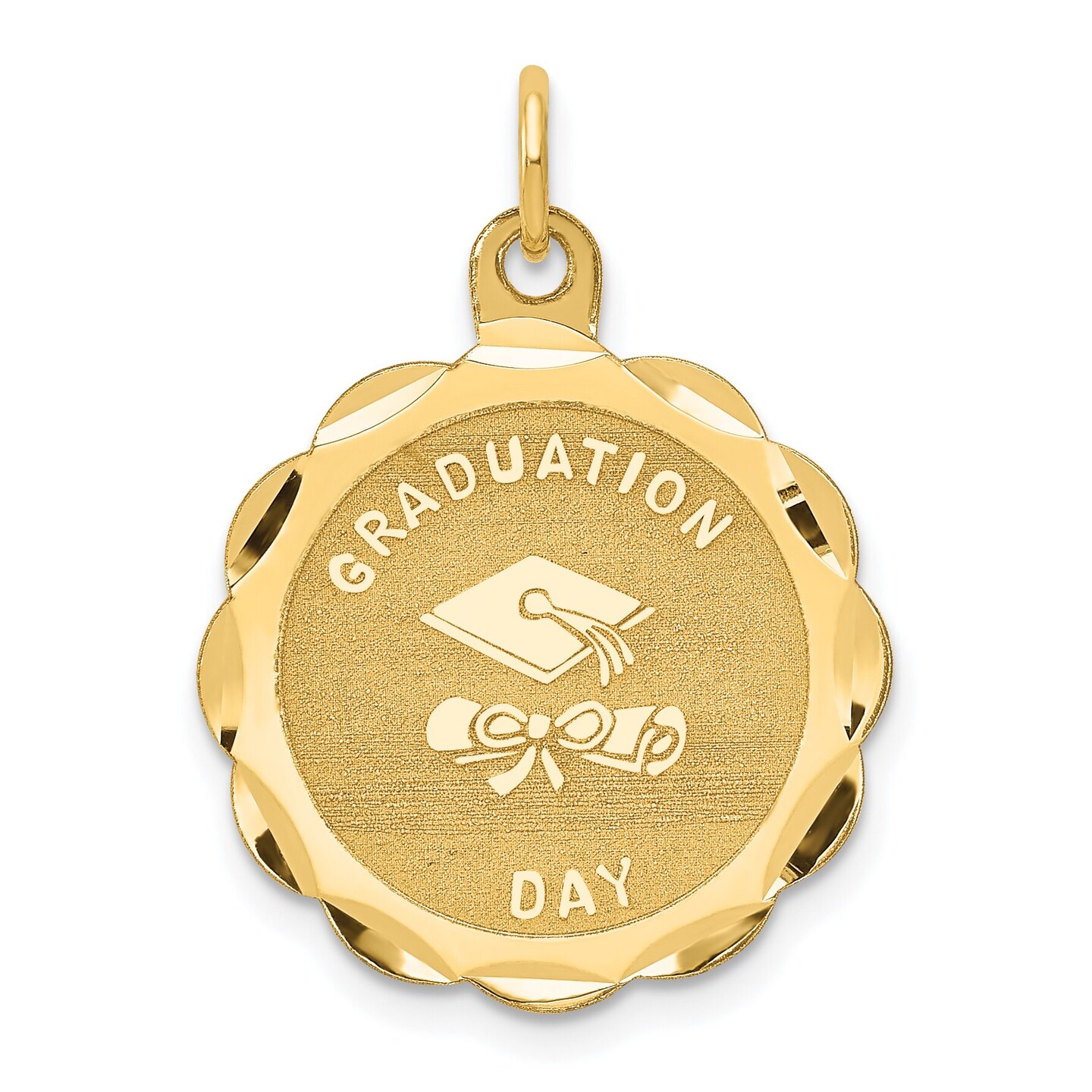 14K Yellow Gold Graduation Day Cap & Diploma Charm Jewerly 26mm x 20mm