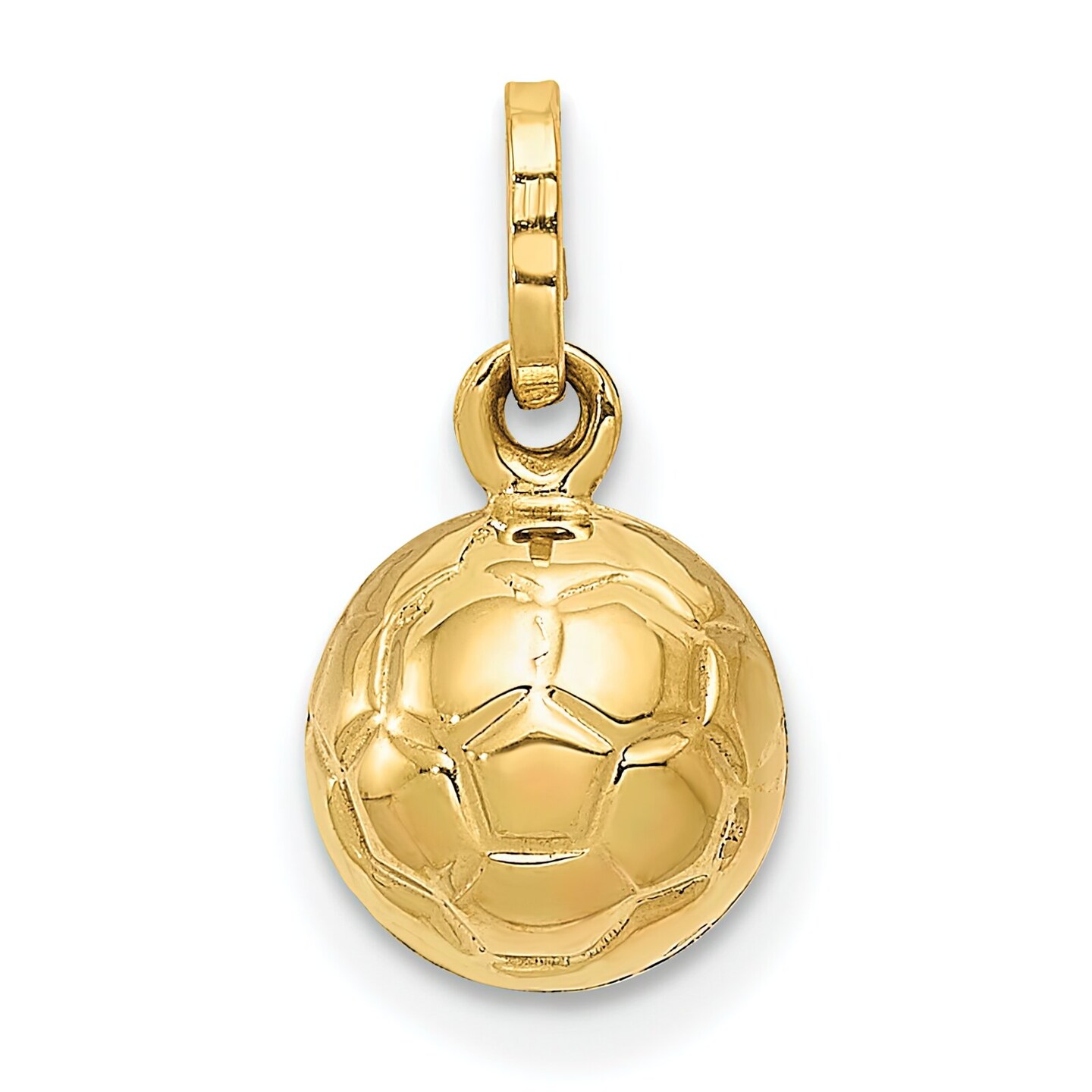 14K Yellow Gold Soccer Ball Charm Sports Pendant New 13 X 8mm  Jewerly