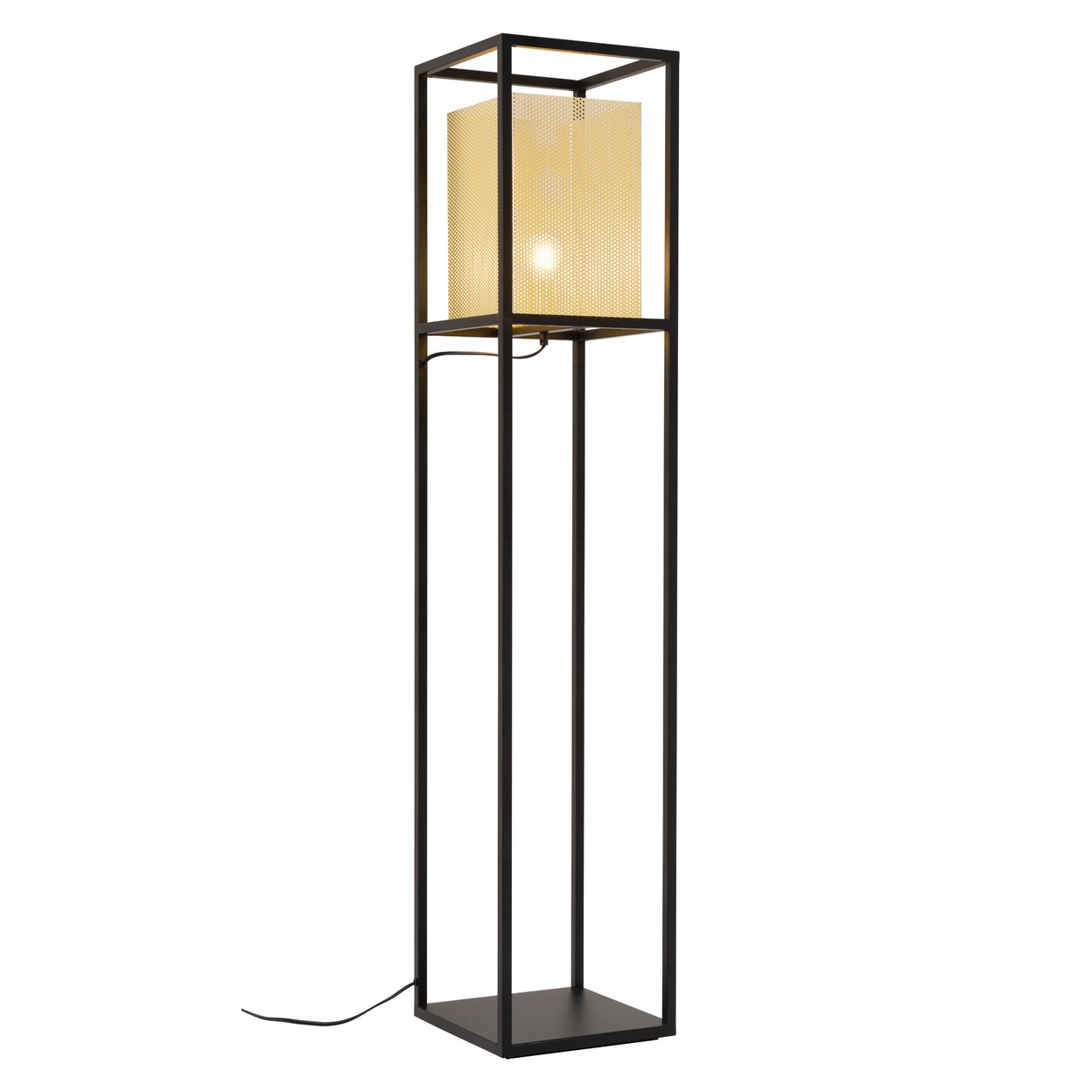 Yves Floor Lamp Gold And Black Steel Frame Perforated Shade Design Light
