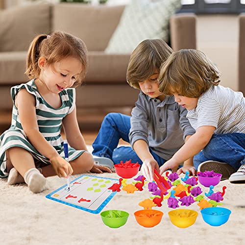 Toys Matching Games for Kids with Sorting Bowls Toddler Learning Activities Manipulatives Preschool Must Have Counters Montessori Fine Motor Skills Toys Age 2 3 4 5 Years (102 PCS)