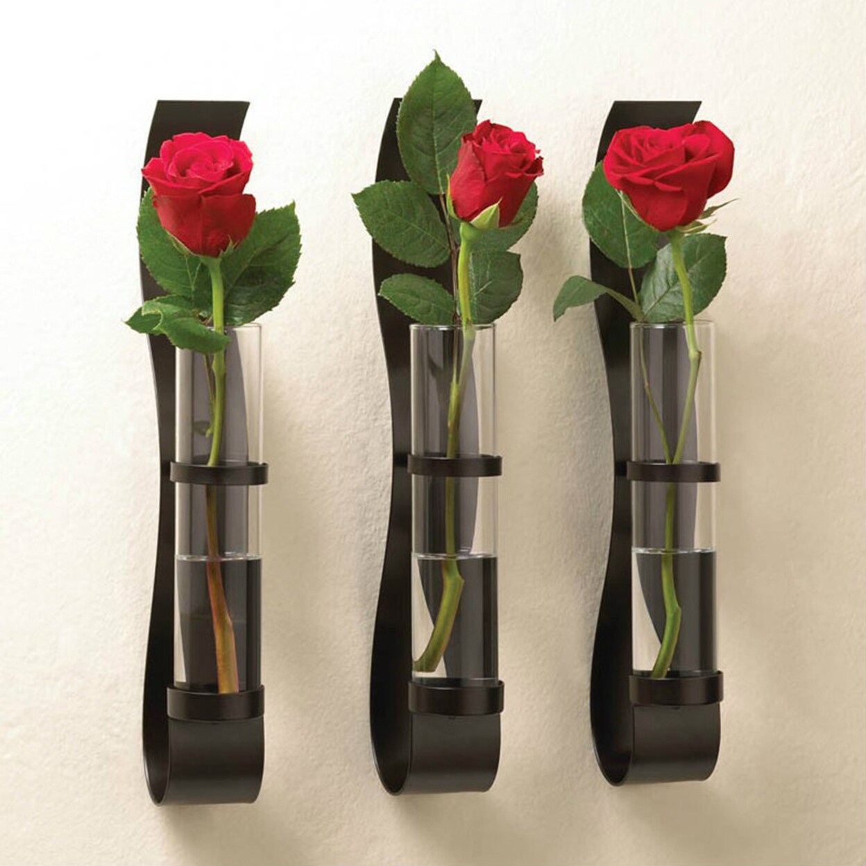 Accent Plus Home Decorative Set Of 3 Wall Vases With Glass Cylinders