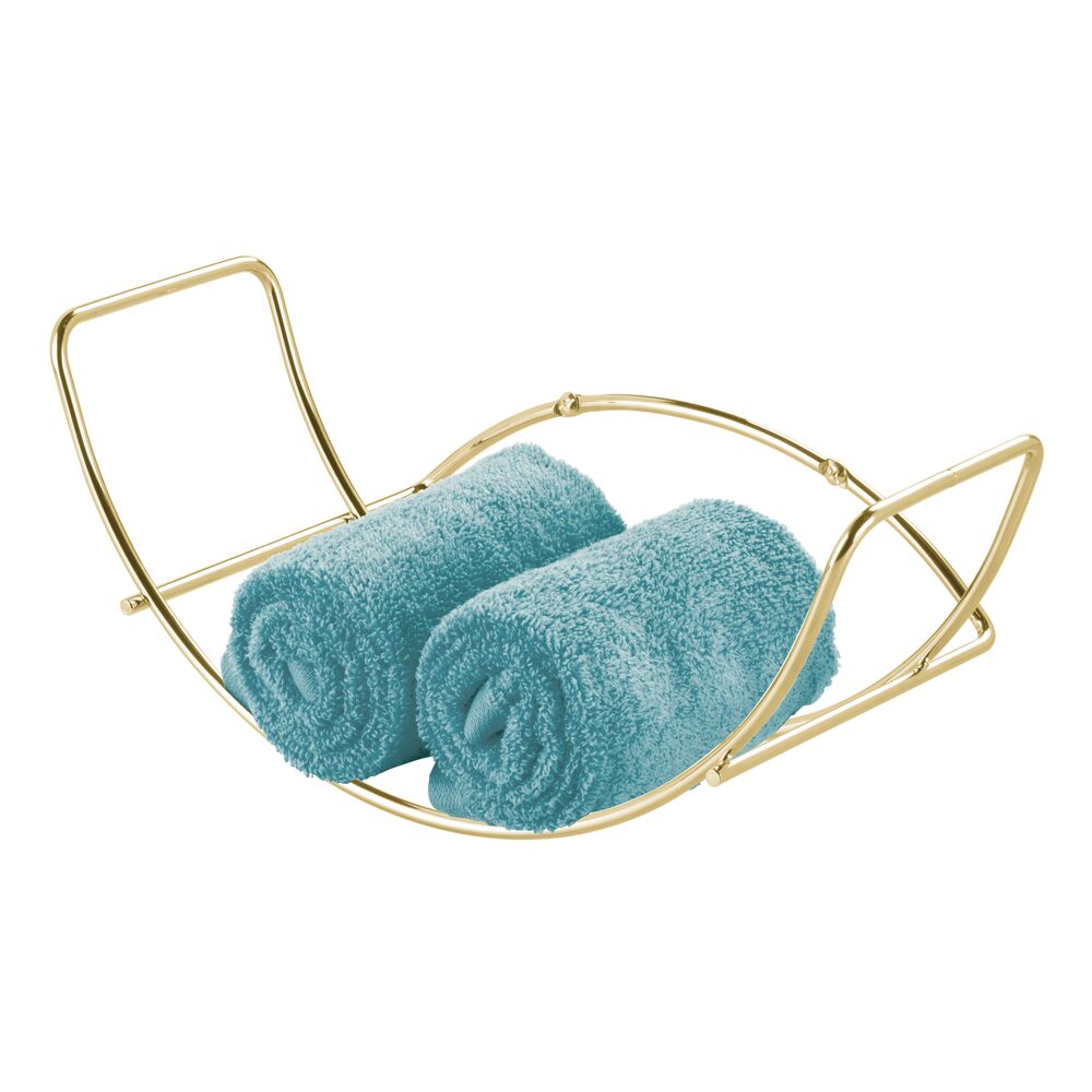 mDesign Modern Metal Bathroom Wall Mount Towel Rack Organizer