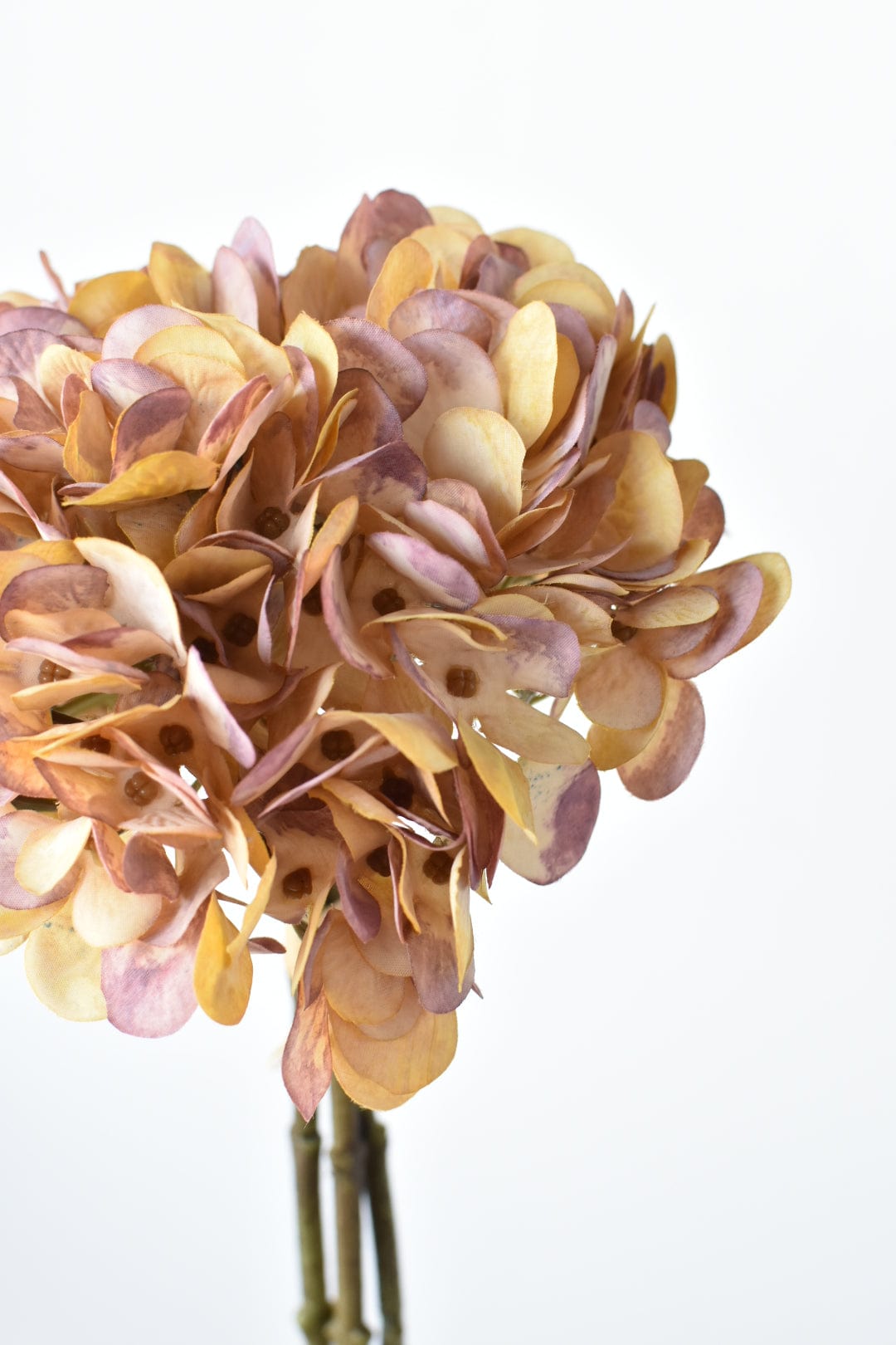 14" Faux Dried Hydrangea Bundle: Light Brown With Soft Purple