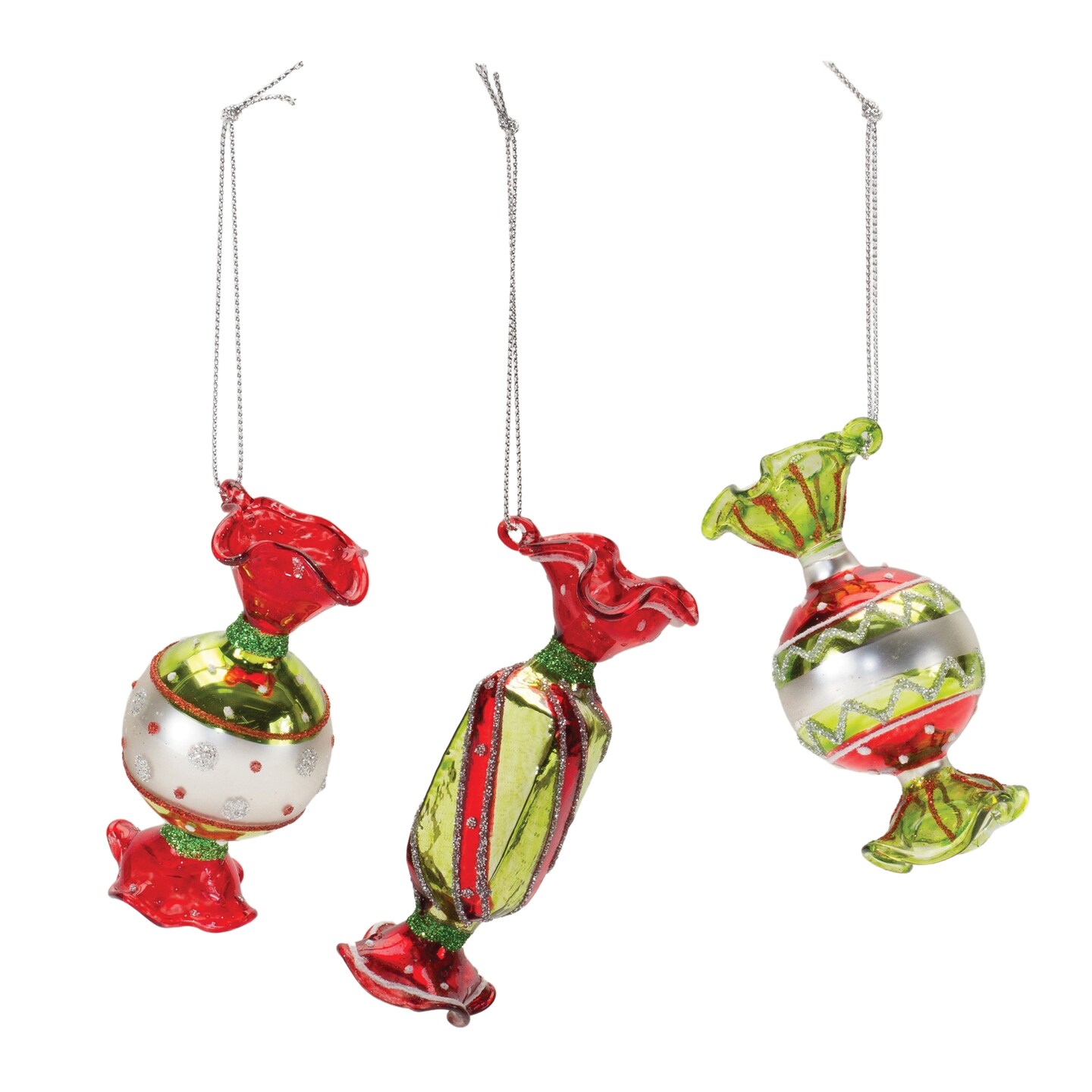 Melrose Club Pack of 12 Glass Wrapped Candy Ornaments 3.75&#x22;