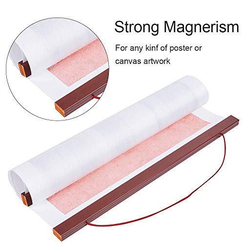 2 Pack Magnetic Poster Hanger Frame, 9x24 9x12 9x11 Light Wood Wooden Magnet Canvas Artwork Print Dowel Poster Hangers Frames Hanging Kit (Mahogany, 9&#x22;,2 Packs)