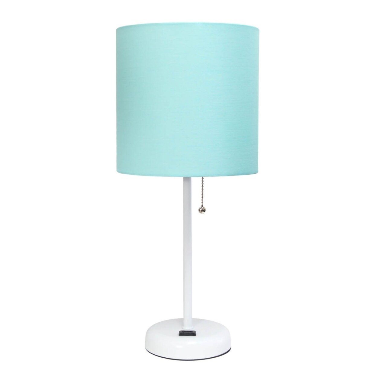 LimeLights Aqua Stick Lamp with Charging Outlet and Fabric Shade