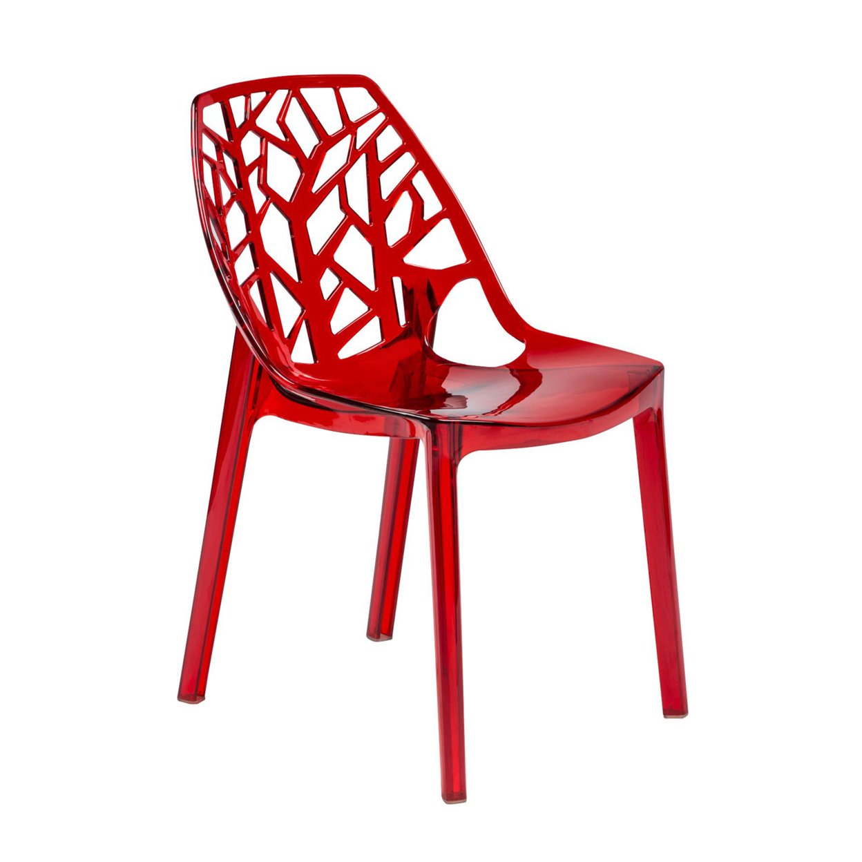 Leisuremod Cornelia Modern Dining Side Chair - Transparent Red