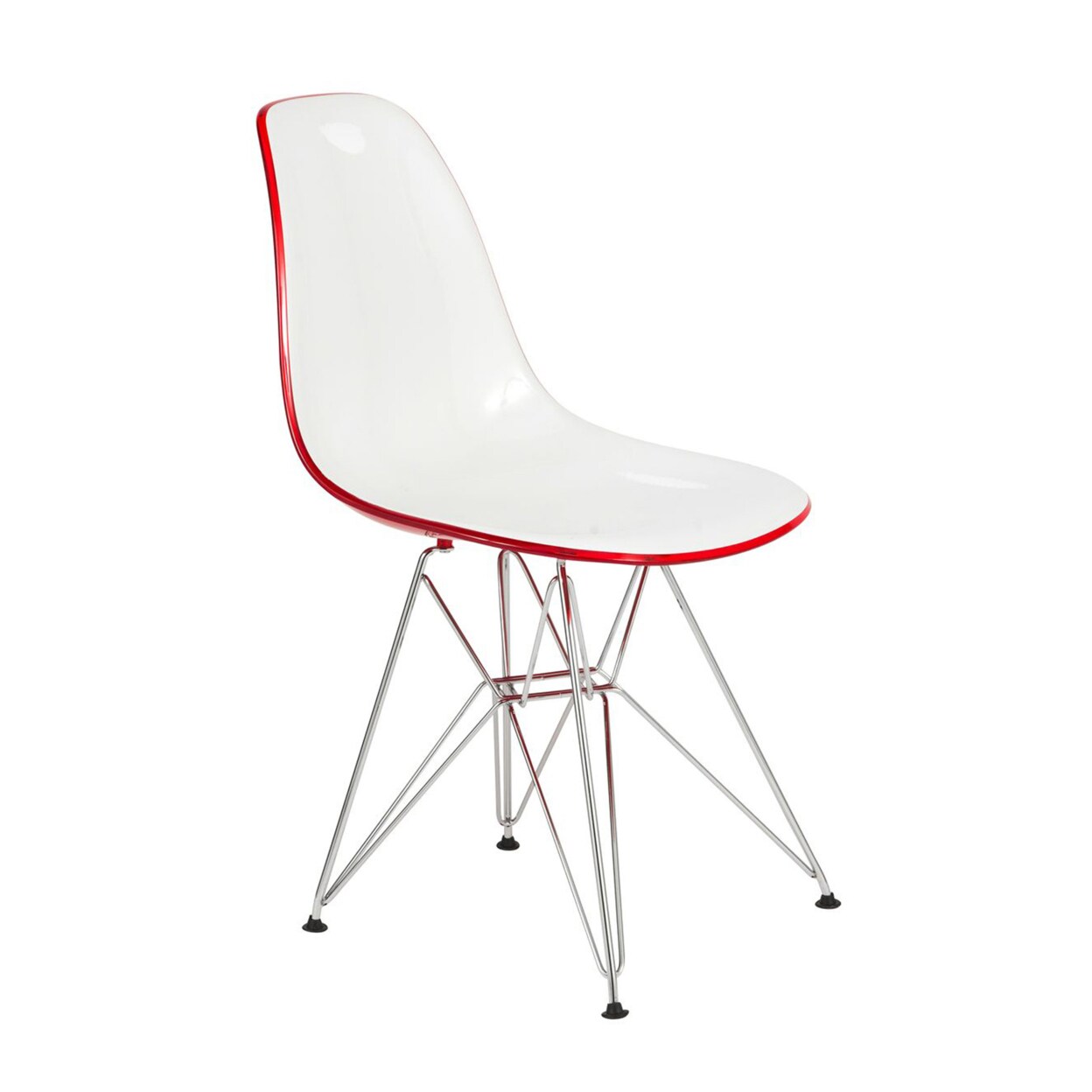 Leisuremod Cresco Molded 2-Tone Eiffel Side Chair - White Red
