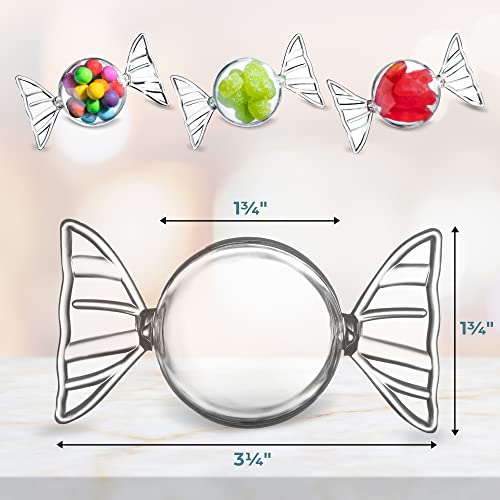 20 Pck Mini Candy Shaped Container with Cover, Heavyweight Clear Plastic Candy Jar, Elegant Disposable Candy Container. 20 Count
