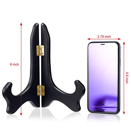 Tatuo 4 Packs Wooden Display Stand Decorative Plate Stands for Display Picture Frame Stand Holder Easels (7 Inch, Black)