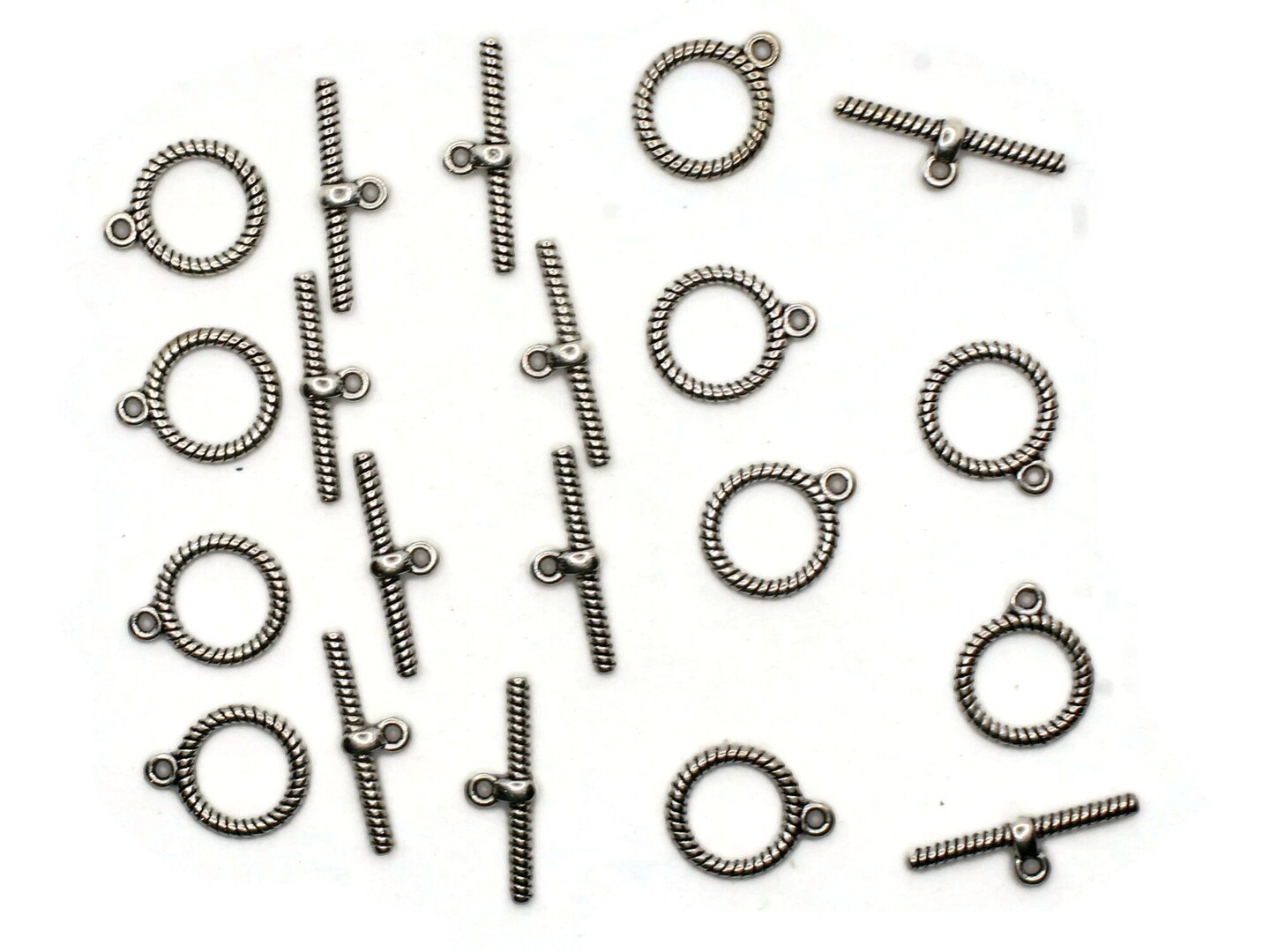 10 10mm Silver Grey Metal Toggle Clasps