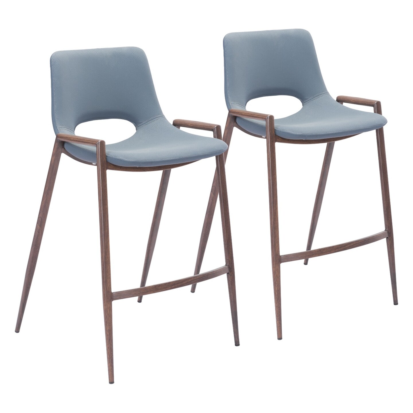 Modern Home Set of 2 Gray and Brown Upholstered Stackable Counter Chairs 35.5&#x22;