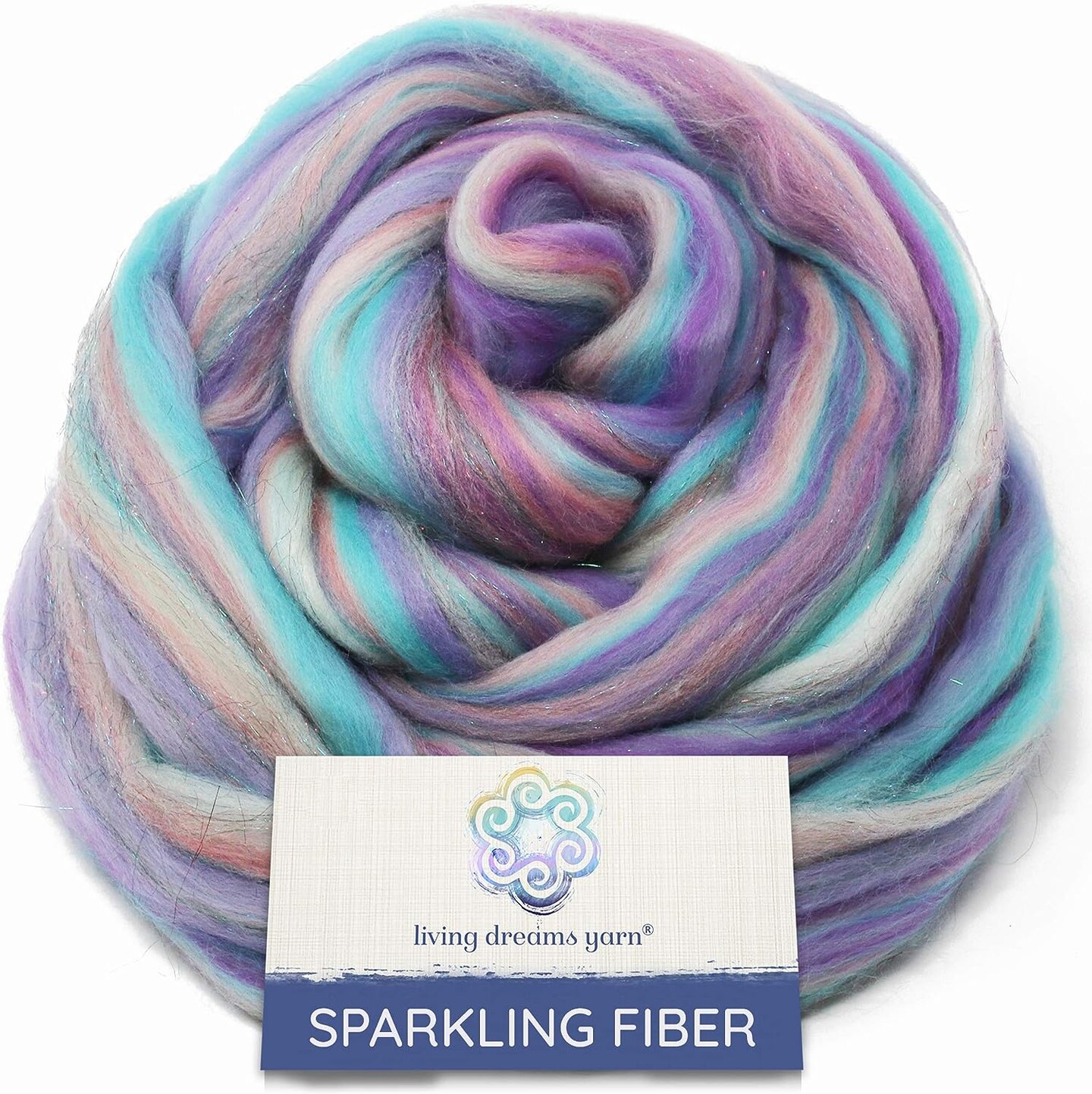 Merino Stellina - Soft Merino Wool Roving with Shimmering Stellina Highlights for Spinning, Felting, Weaving. Sparkle, Glitz &#x26; Glam.