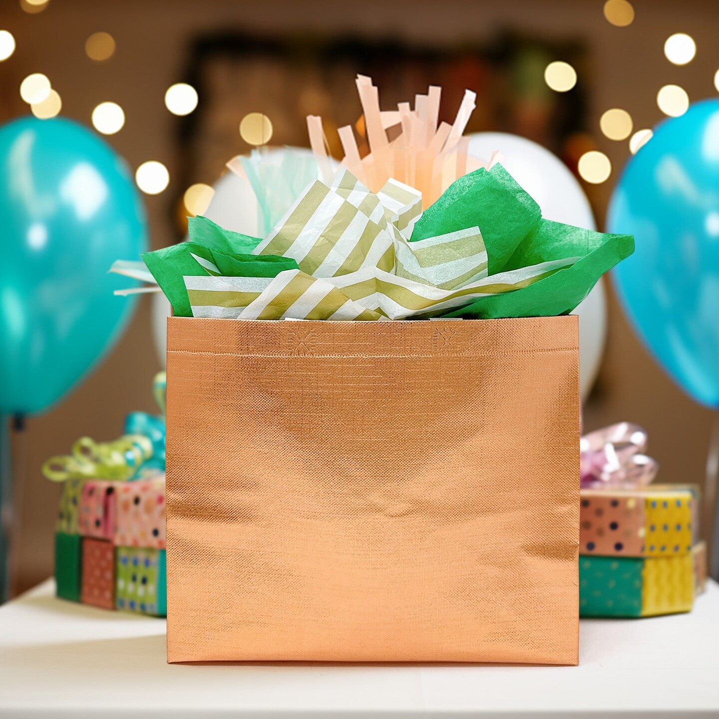 Wrapables Glossy Non-Woven Reusable Gift Bags with Handles for Weddings, Bridal Showers, Parties (Set of 8)