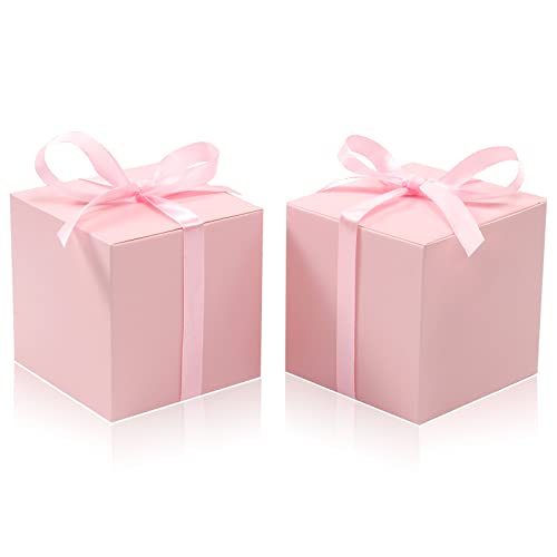 COTOPHER 100pcs Wedding Favor Boxes, Paper Gift Boxes 3x3x3 Inches Small  Gift Boxes with Ribbons Small Boxes for Gifts, Crafting, Cupcake, Candy,  Bridesmaid Proposal Boxes，Easy Assemble Boxes (Pink, 100)