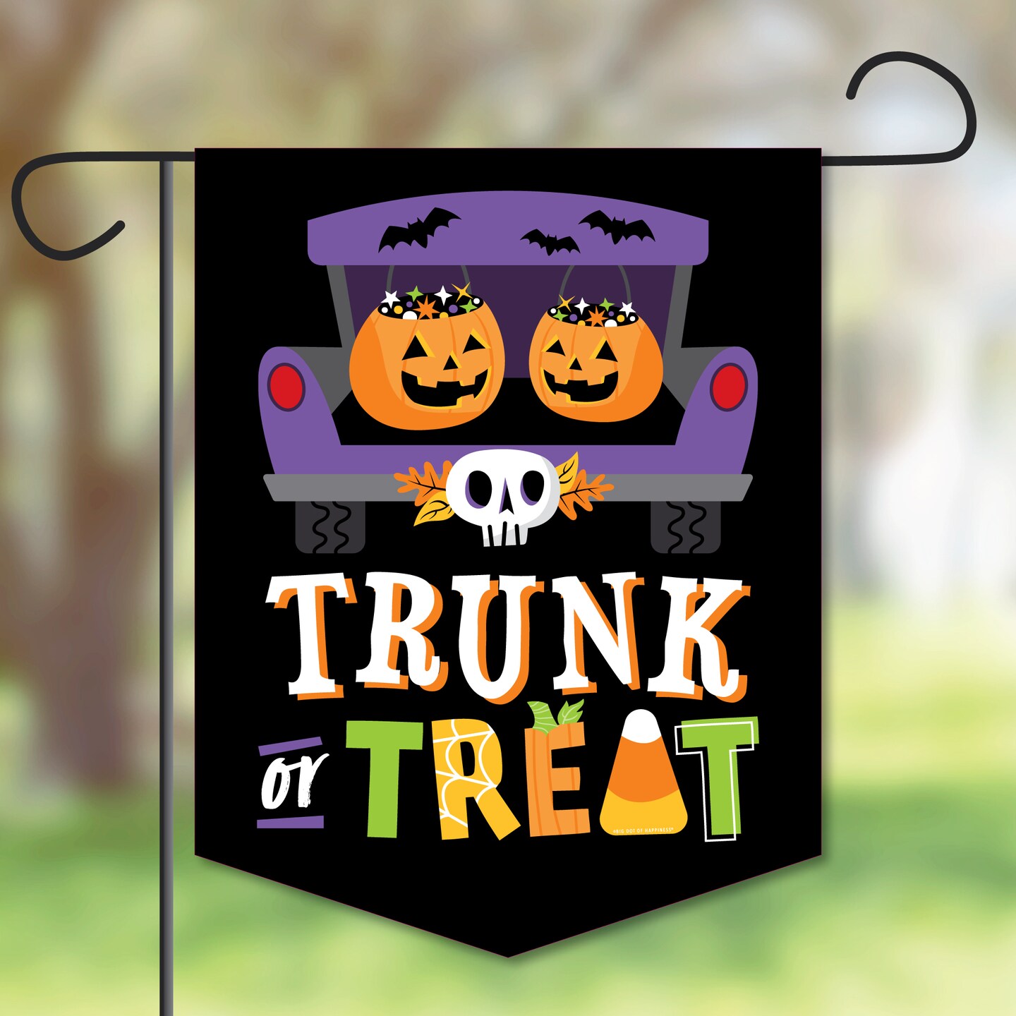 Big Dot of Happiness Trunk or Treat - Outdoor Home Decorations - Double-Sided Halloween Car Parade Party Garden Flag - 12 x 15.25 inches