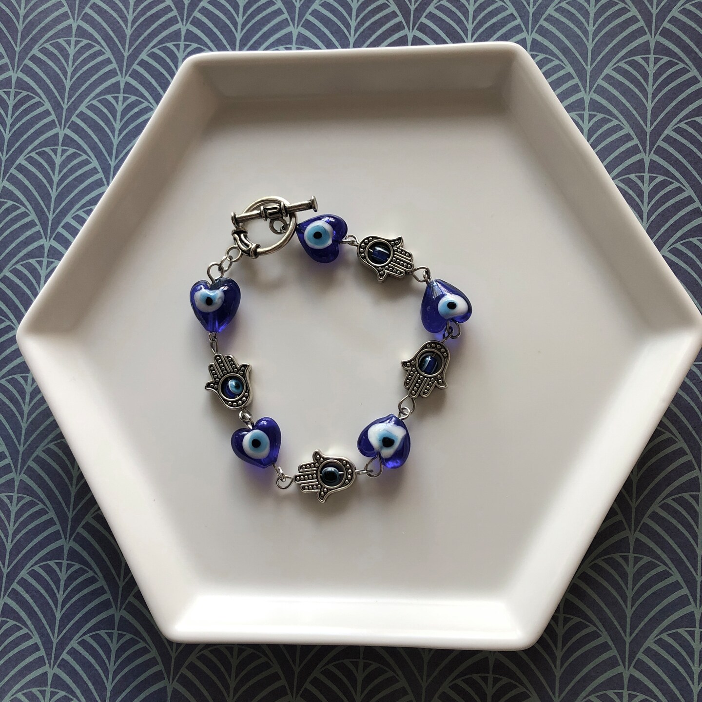 Cobalt Blue and Aventurina Authentic Murano Glass Beaded Bracelet 7.5  Inches with 1 1/4 Inch Extender, Gold Tone Clasp and Murano Tag