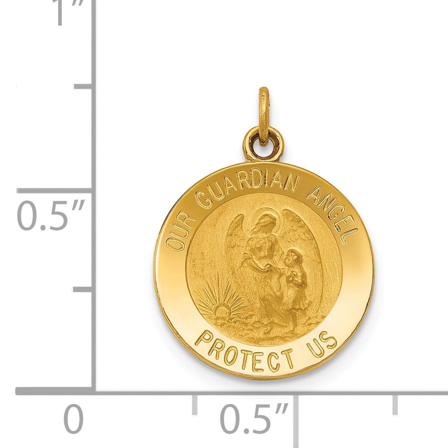 14K Yellow Gold Guardian Angel Charm Pendant Jewelry 20mm x 15mm