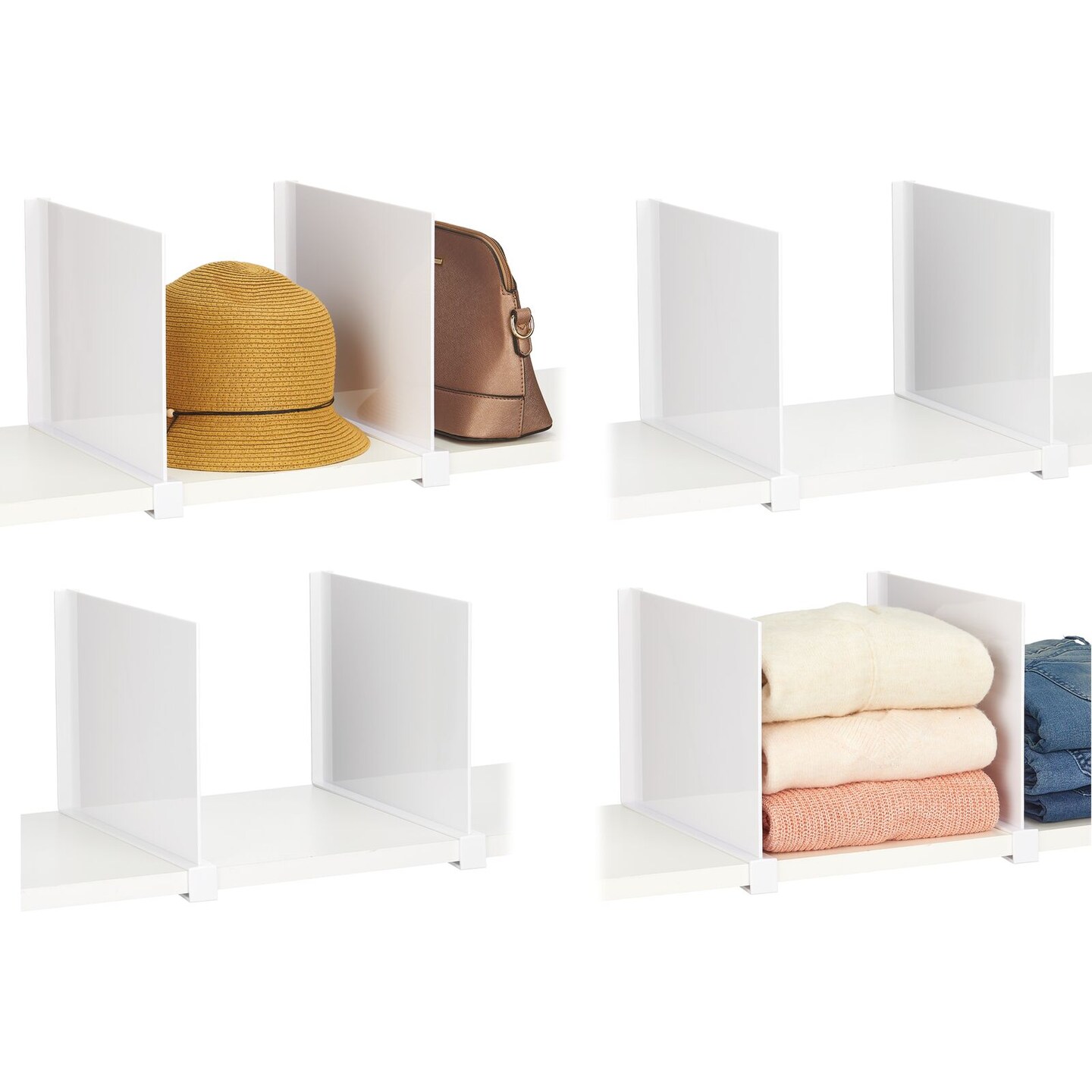 mDesign Plastic Shelf Dividers with Clip Attachment for Closets Michaels