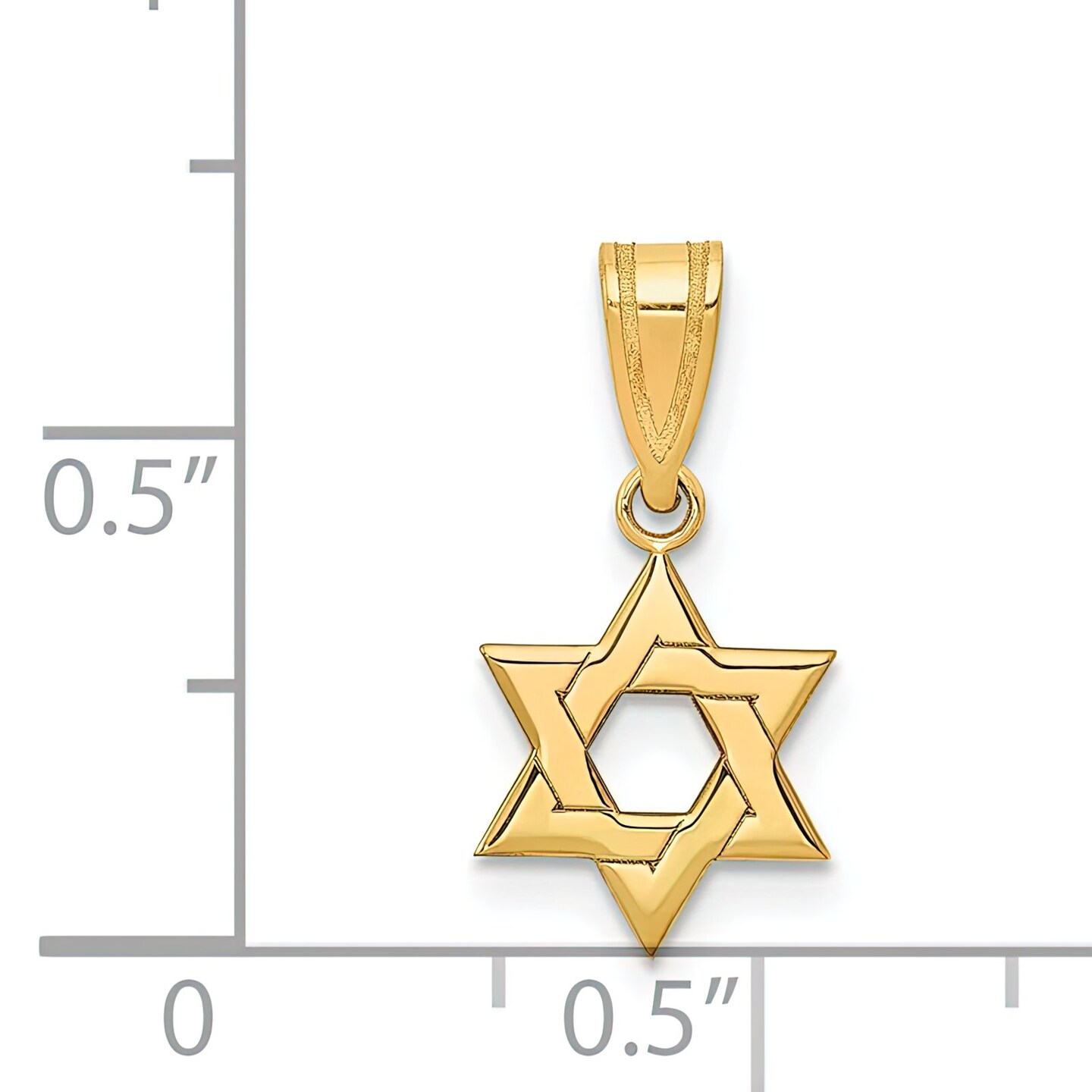 14K Yellow Gold Star of David Pendant Charm Jewelry 17mm x 10mm