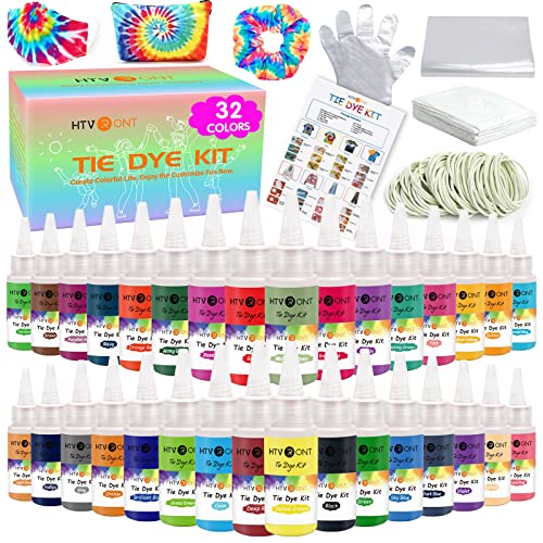 Tie Dye Kit - 32 Vibrant Colors Pre-Filled Bottles Tyedyedye Kit, Permanent Non-Toxic for Large Groups Kids Adults,Tye Fabric Textile Handmade Party(Just Add Water)