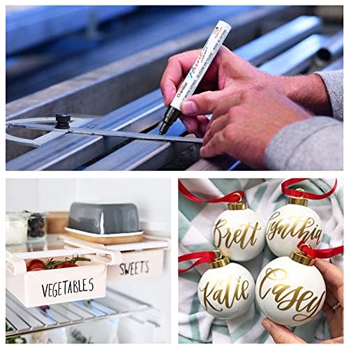 Permanent Paint Pens White Markers - 2 Pack Single color Oil Based, Medium Tip, Quick Drying and Waterproof Marker Pen for Metal, Rock Painting, Wood, Fabric, Plastic, Canvas, Mugs