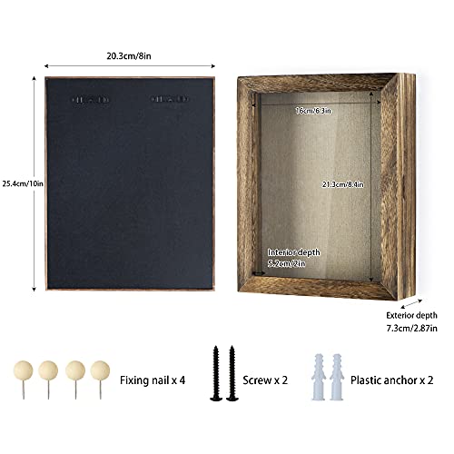 Love-KANKEI Shadow Box Frame 8x10 Shadow Box Display Case with Linen Back Memorabilia Awards Medals Photos Memory Box Carbonized Black