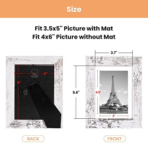 upsimples 4x6 Picture Frame Distressed Grey with Real Glass, Display  Pictures 3.5x5 with Mat or 4x6 Without Mat, Multi Photo Frames Collage for  Wall