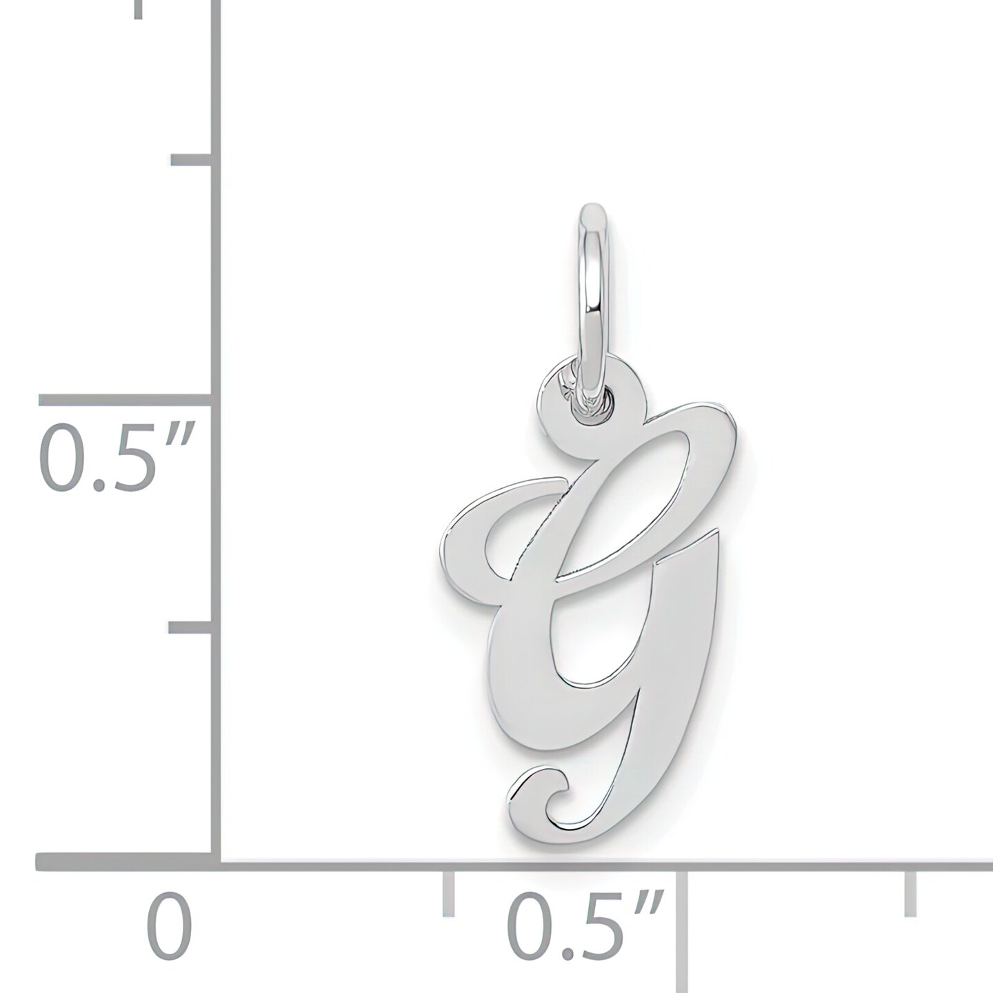 14K White Gold Small Fancy Script Initial G Charm Jewerly 16mm x 13mm