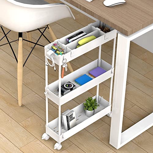 SPACELEAD Slim Storage Cart,3 Tier Bathroom Rolling Utility Cart