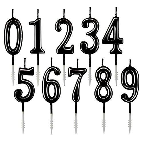 10 Pieces Black Numeral Birthday Candles - Numeric Candles for Cake Decoration, Includes Numbers 0-9, Ideal for Birthday Parties and Wedding Anniversary Celebrations