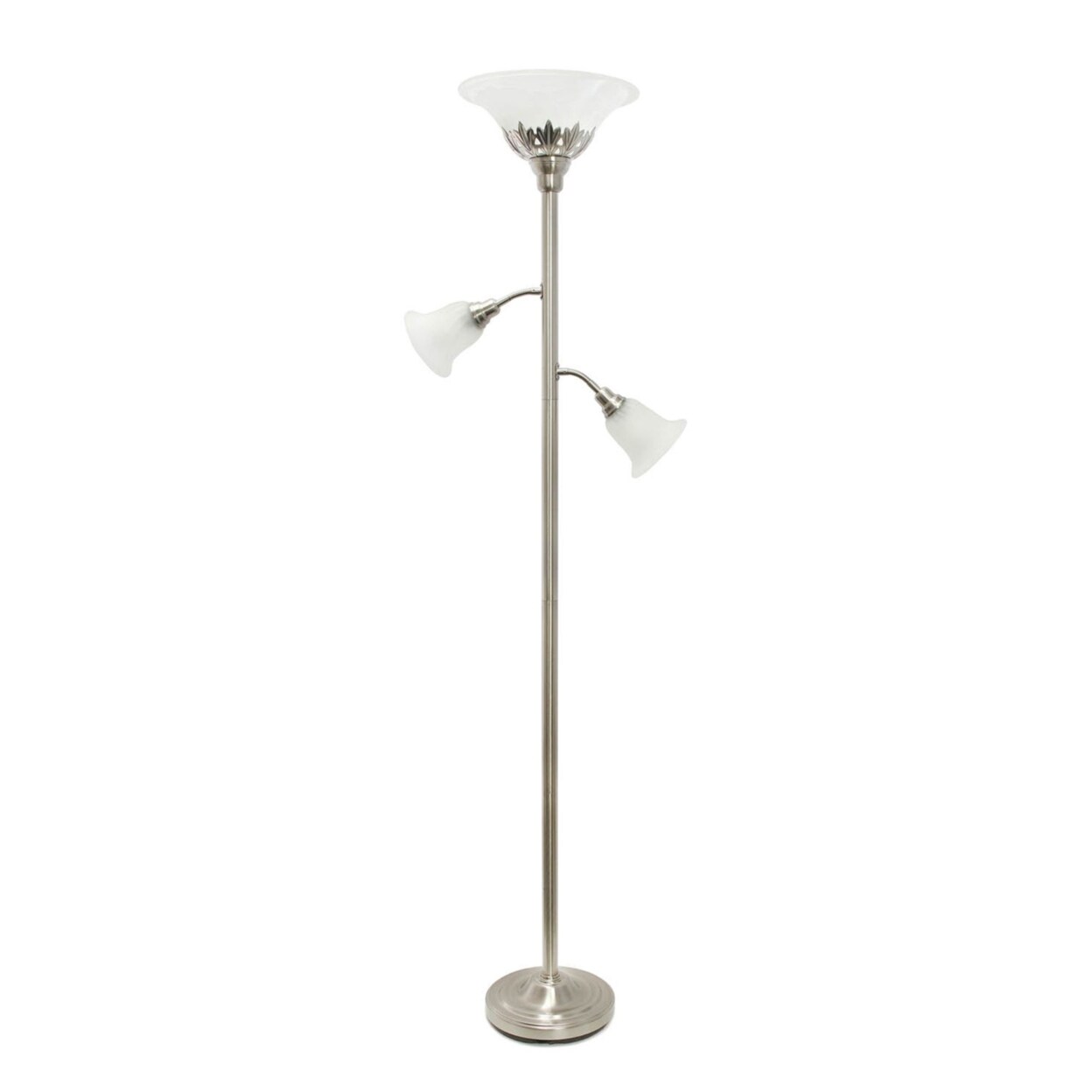 Elegant Designs   3 Light Floor Lamp with Scalloped Glass Shades, Brushed Nickel