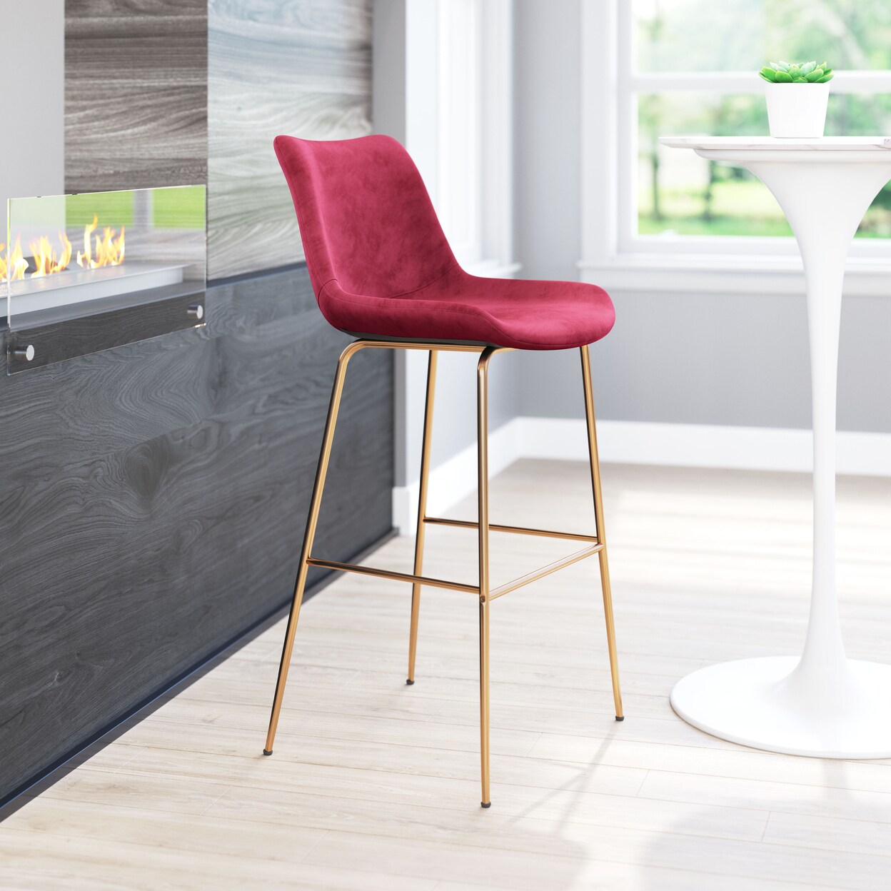 Tony Barstool Gold Velvet Seat Maximalist Design Modern Kitchen Hospitality
