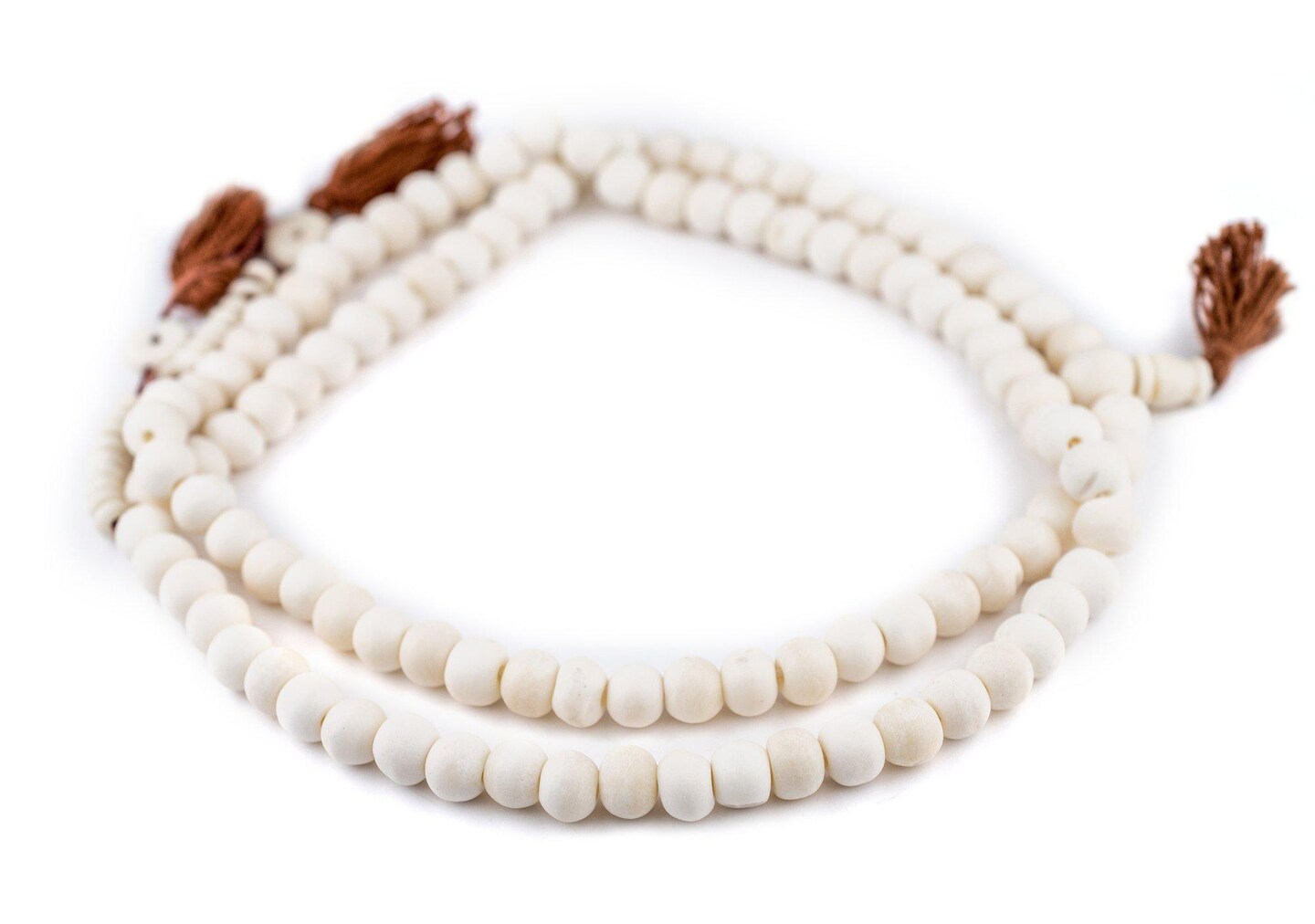TheBeadChest Matte White Bone Mala Beads 10mm Nepal Round Large Hole 34 Inch Strand