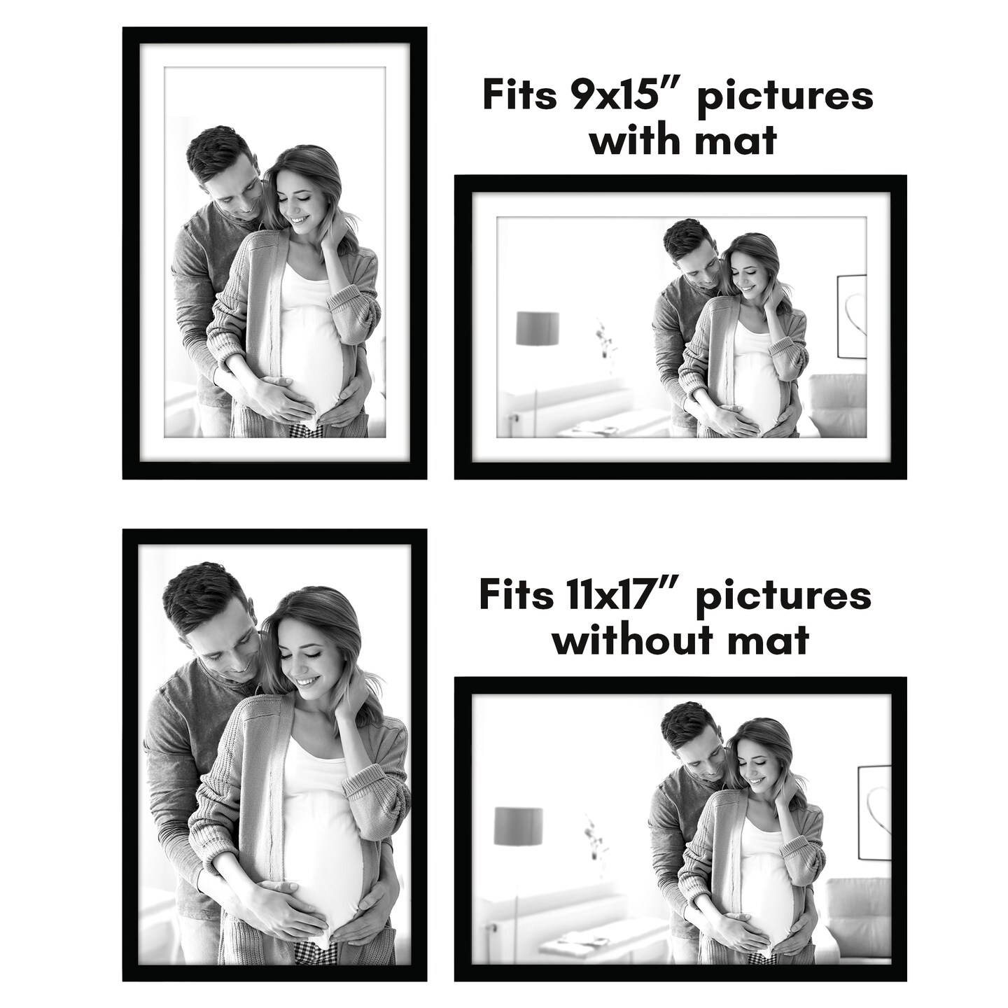 Americanflat Picture Frame Set with Mat - Set of 5 - Photo Frame Set of Five for Wall Display - Plexiglass Cover - Hanging Hardware