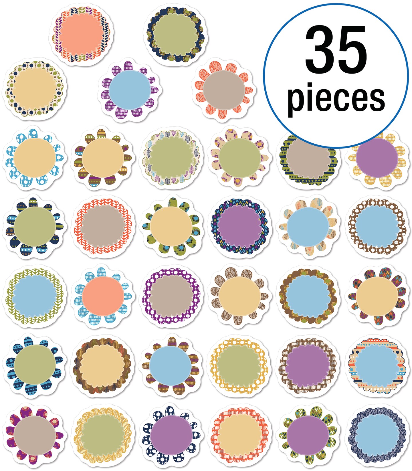 Carson Dellosa 36 Mini Flower Cutouts, Boho Flower Cutouts for Bulletin Board, Cork Board, White Board, Colorful Flowers Cutouts for Classroom, Arts &#x26; Crafts, Party, and Boho Classroom D&#xE9;cor