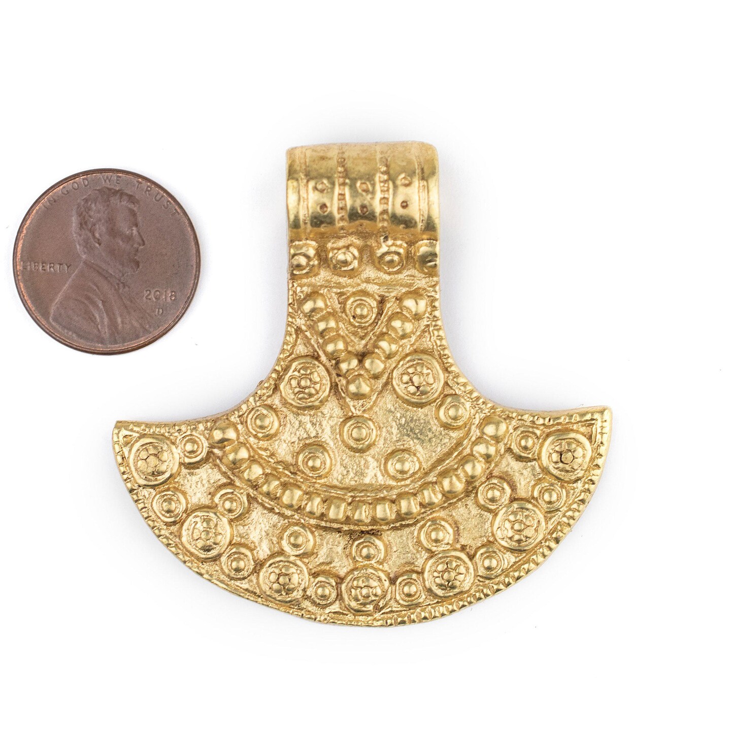 TheBeadChest Brass Patterned Shield Pendant (50x50mm)