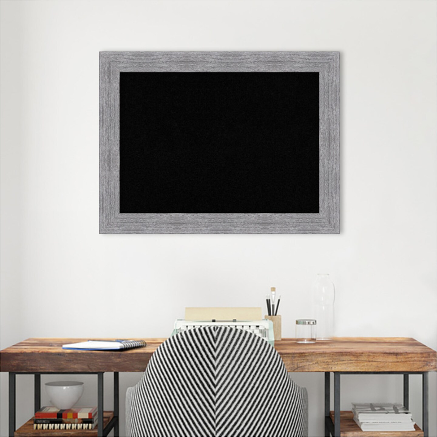 Bark Rustic Framed Corkboard, Black Cork